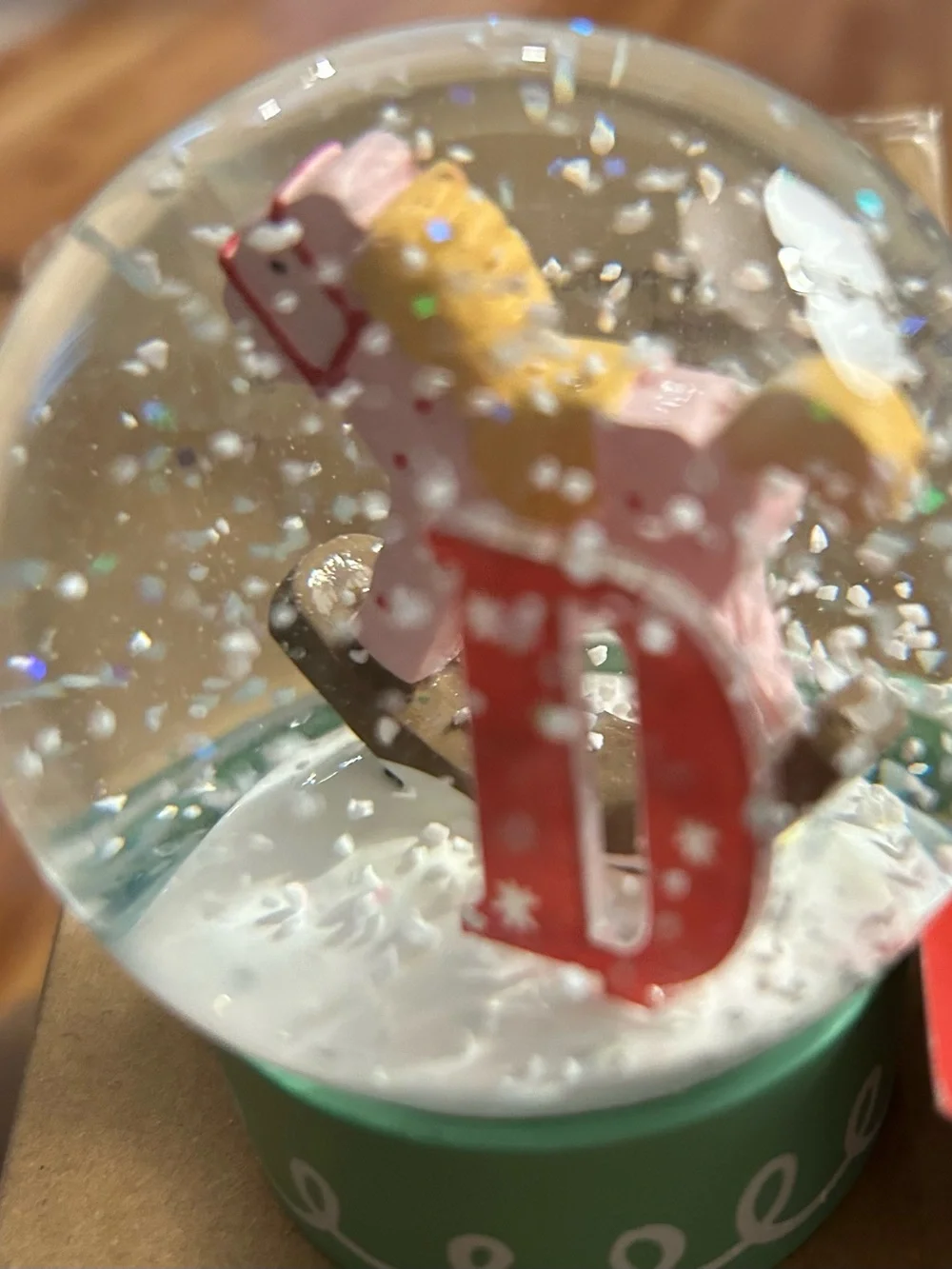 St. Nicholas Square Pink Rocking Horse Snow Globe - Holiday Decor
